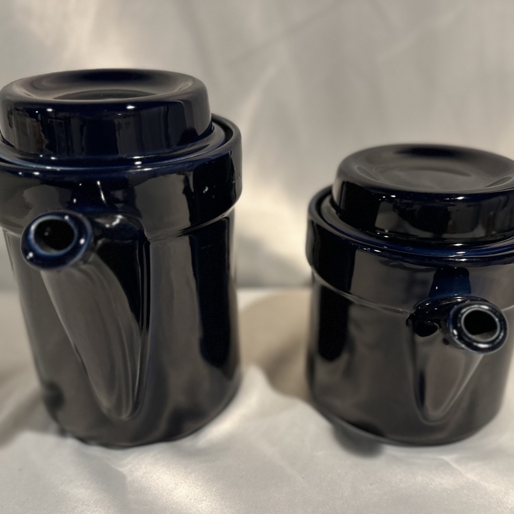 Pfaltzgraff Cobalt Blue Ceramic Coffee and Tea Pot Pair Made in USA